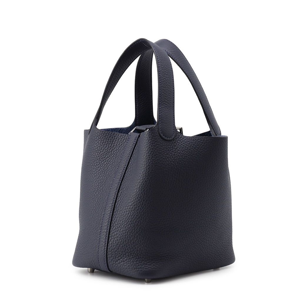 Hermes Handbag Picotin Lock PM Blue Nuit Silver Taurillon Clemence — view 2