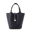 Hermes Handbag Picotin Lock PM Blue Nuit Silver Taurillon Clemence