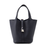 Hermes Handbag Picotin Lock PM Blue Nuit Silver Taurillon Clemence