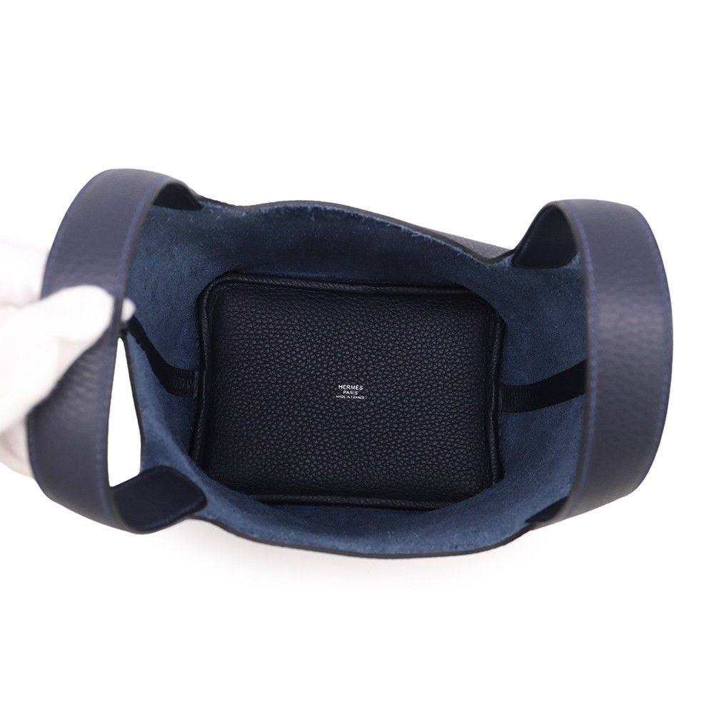Hermes Handbag Picotin Lock PM Blue Nuit Silver Taurillon Clemence — view 5