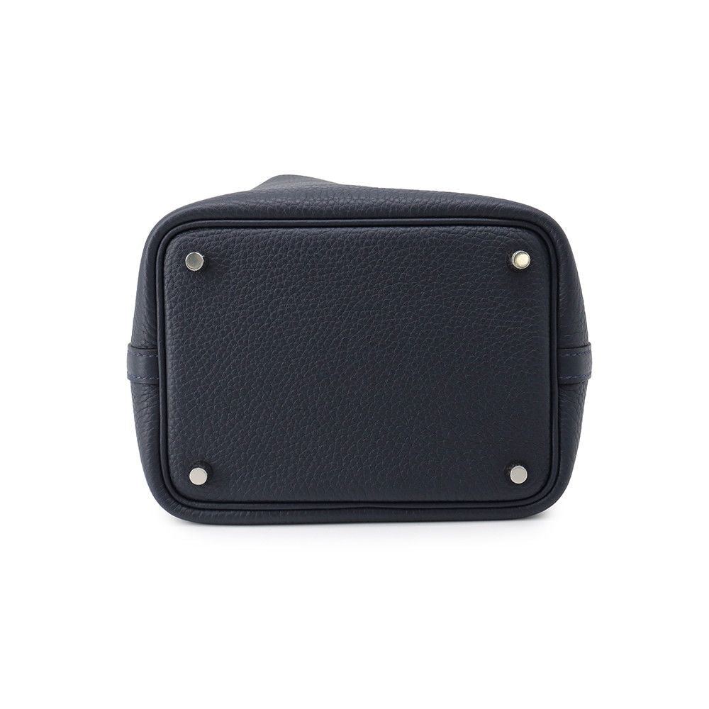 Hermes Handbag Picotin Lock PM Blue Nuit Silver Taurillon Clemence — view 3