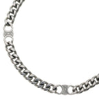 Celine Triomphe Small Gourmette Necklace Rhodium Finish Brass Silver