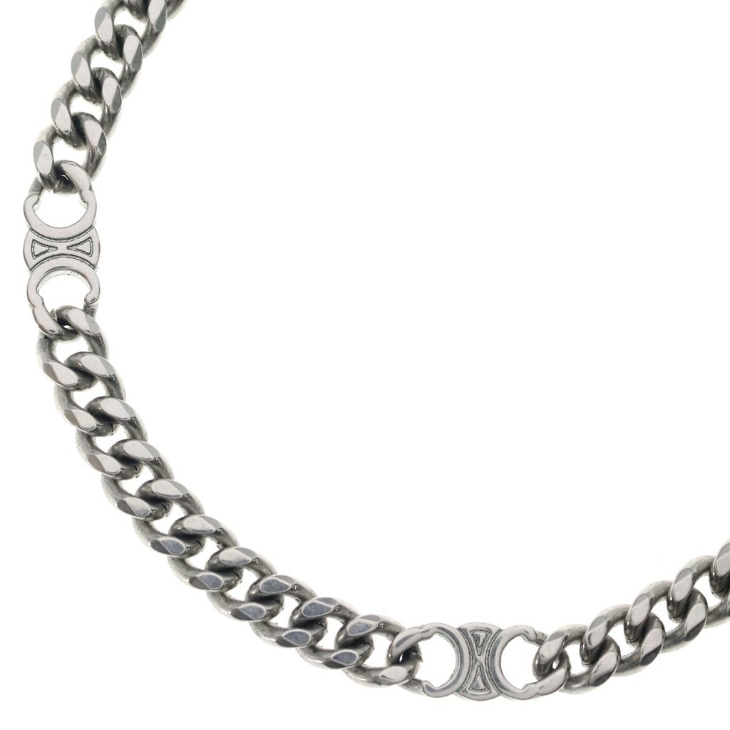 Celine Triomphe Small Gourmette Necklace Rhodium Finish Brass Silver