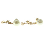 Dior CD Logo Pearl Rhinestone Earrings Gold — view 3