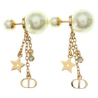 Dior CD Logo Pearl Rhinestone Earrings Gold — view 2