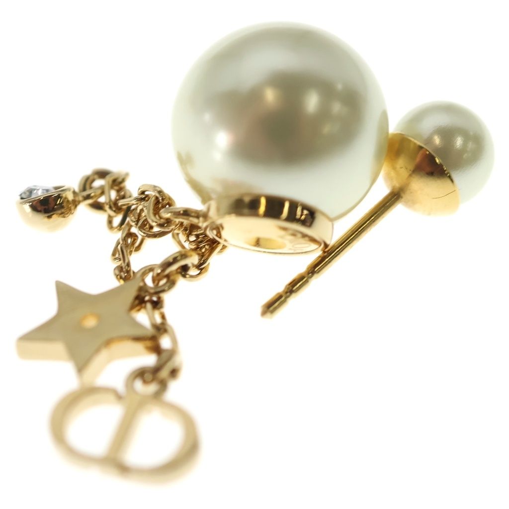 Dior CD Logo Pearl Rhinestone Earrings Gold — view 5