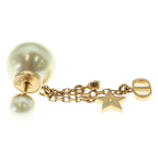 Dior CD Logo Pearl Rhinestone Earrings Gold — view 4