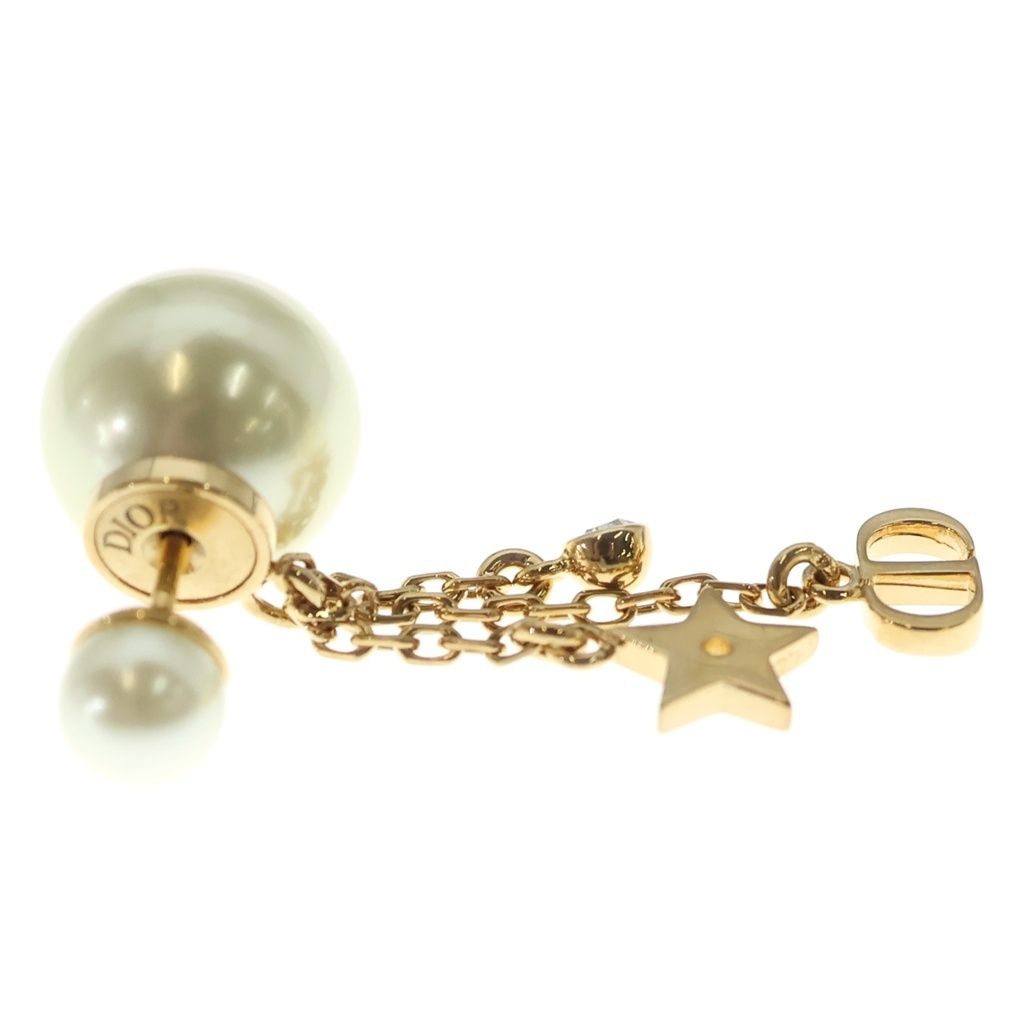 Dior CD Logo Pearl Rhinestone Earrings Gold — view 4