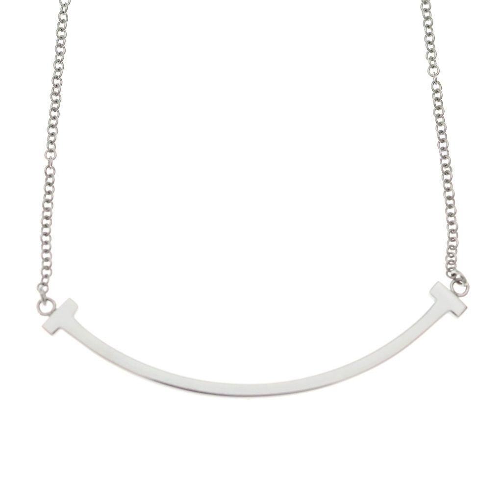 Tiffany & Co T Smile Small Pendant Chain White Gold — view 3