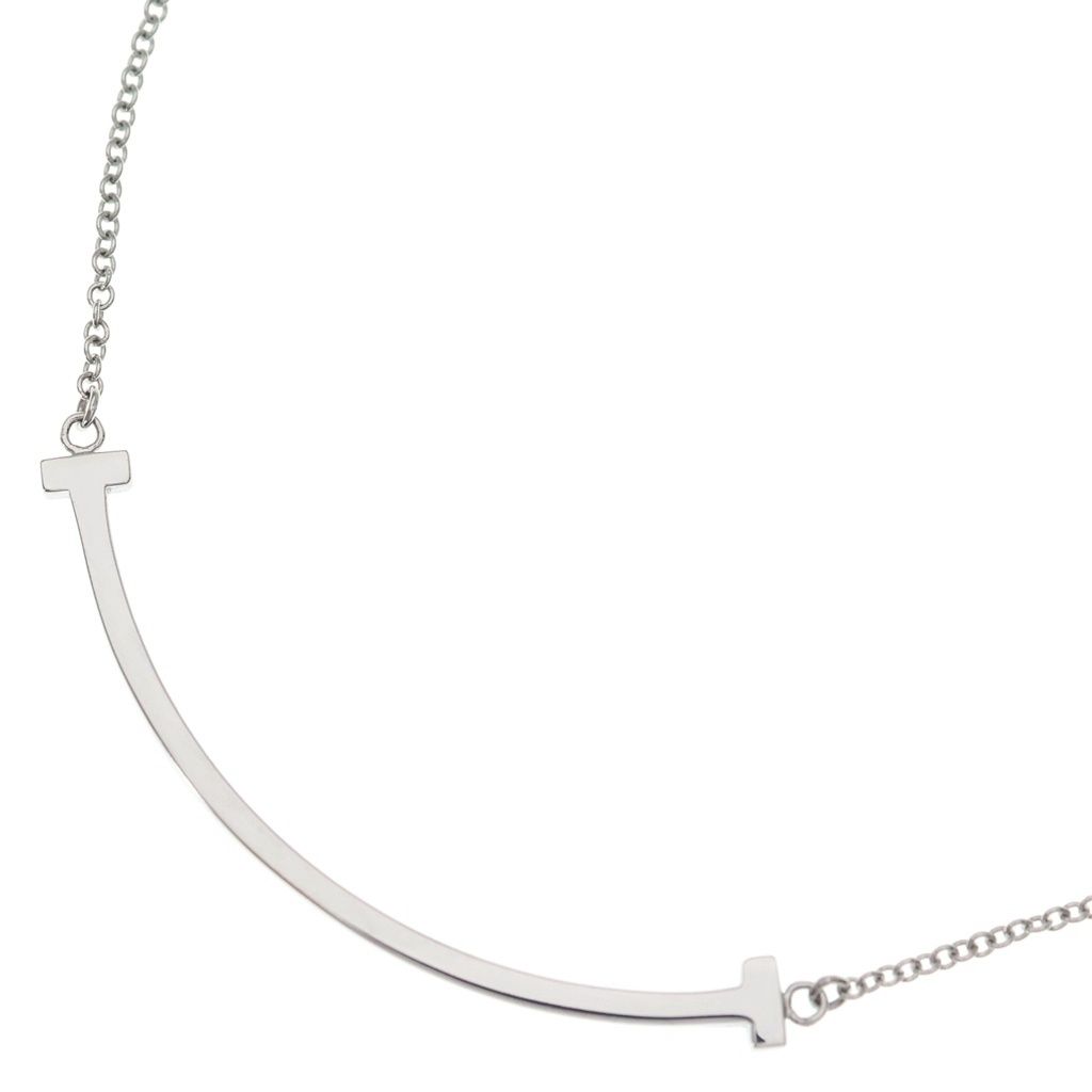 Tiffany & Co T Smile Small Pendant Chain White Gold