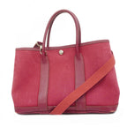 Hermes Handbag Garden Party TPM Toile Officier Rouge Ash Silver 2-Way