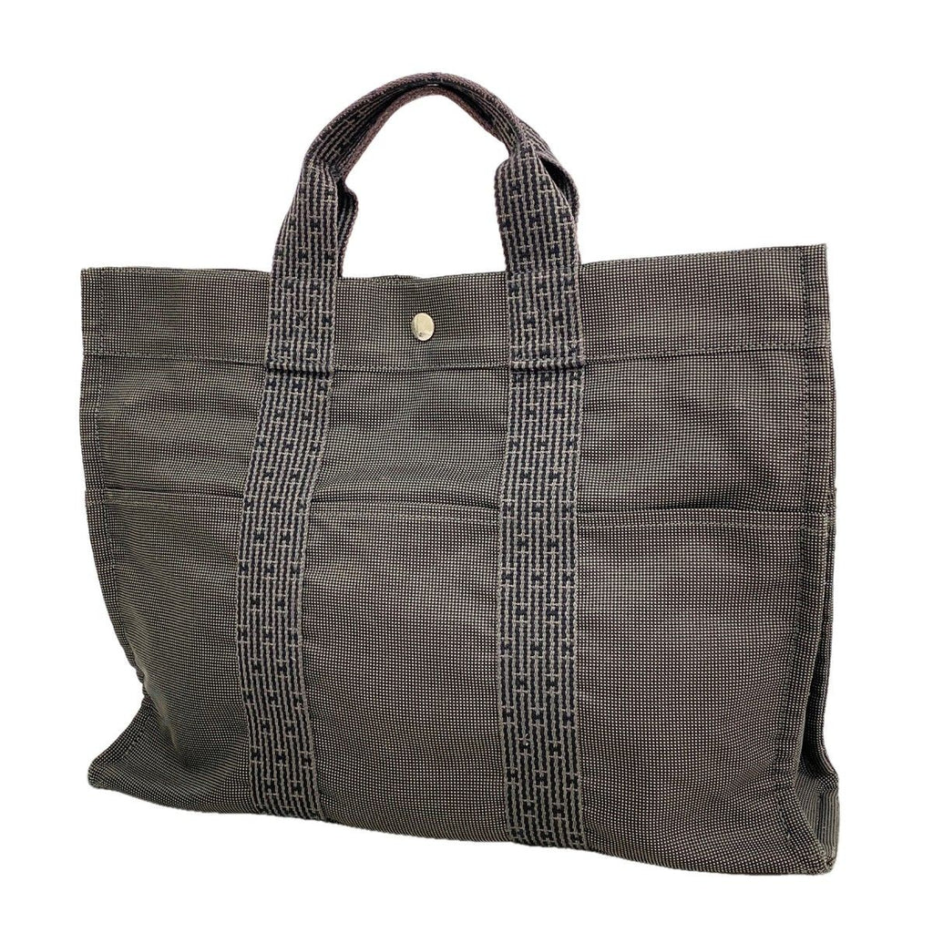 Hermes Tote Her Line Canvas Gray Silver