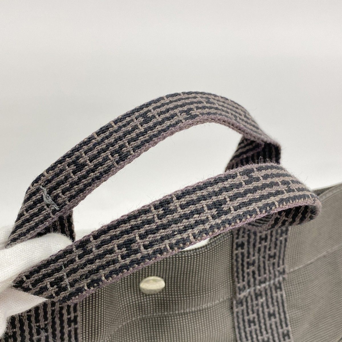 Hermes Tote Her Line Canvas Gray Silver — view 8