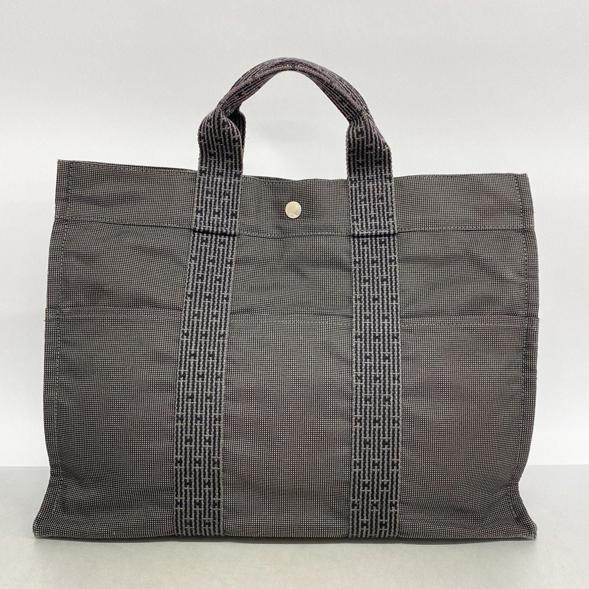 Hermes Tote Her Line Canvas Gray Silver — view 9