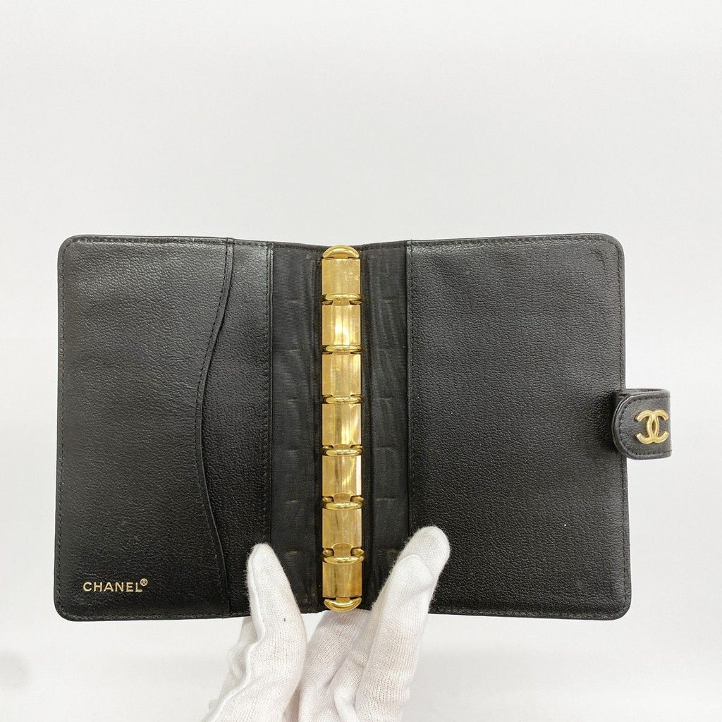 Chanel Notebook Cover Leather Black Gold Agenda — view 3