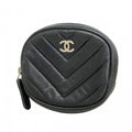 Chanel Coin Case Stitch Lambskin Black Silver