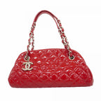 Chanel Handbag Mademoiselle Patent Leather Red Silver