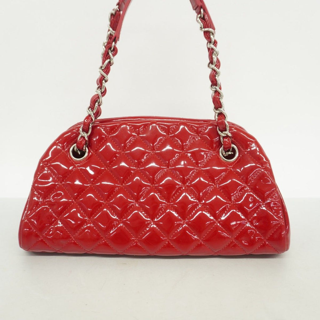 Chanel Handbag Mademoiselle Patent Leather Red Silver — view 8