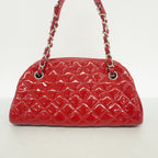 Chanel Handbag Mademoiselle Patent Leather Red Silver — view 8