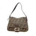 Fendi Handbag Zucca Wool Brown Silver