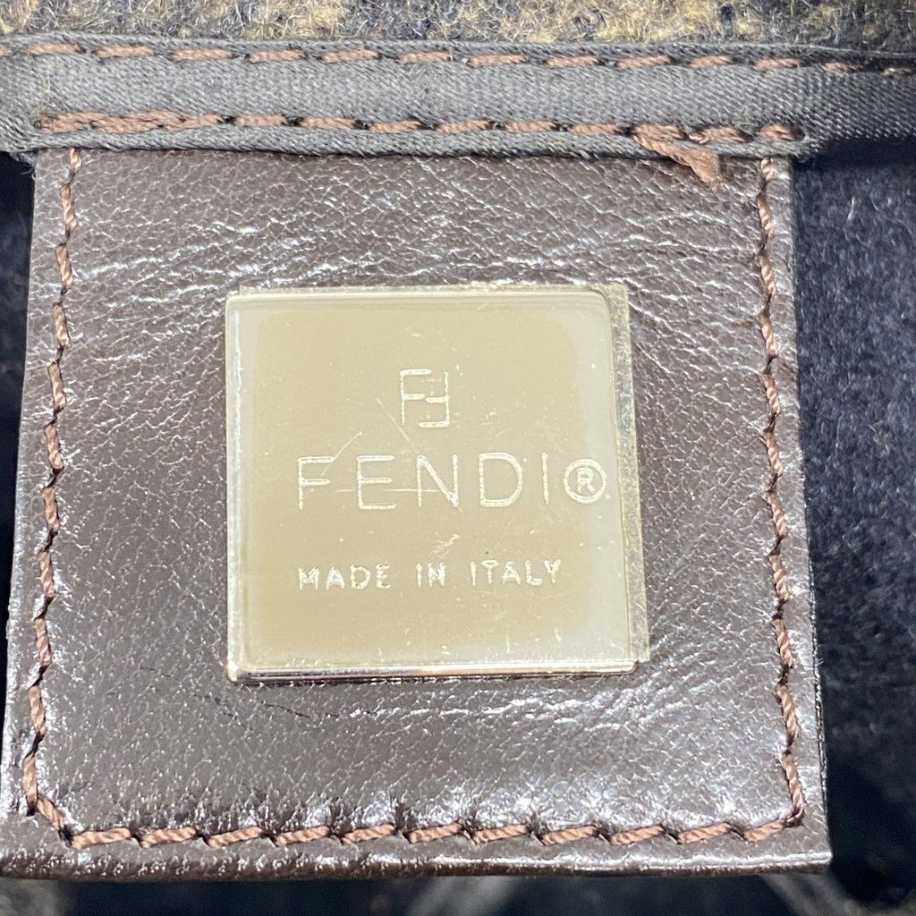 Fendi Handbag Zucca Wool Brown Silver — view 5