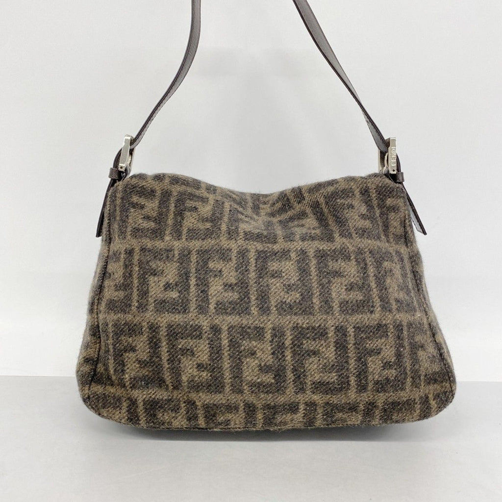 Fendi Handbag Zucca Wool Brown Silver — view 9