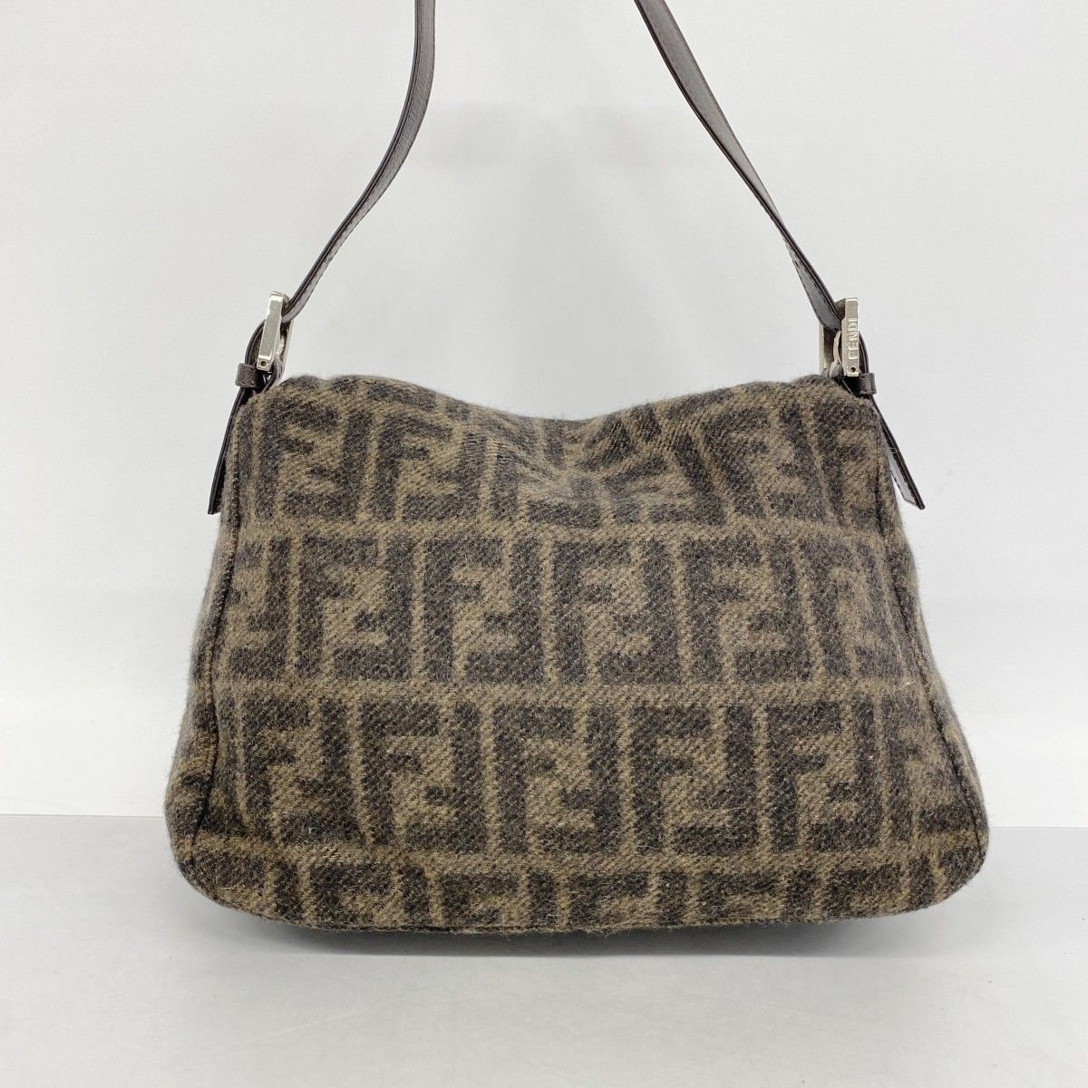 Fendi Handbag Zucca Wool Brown Silver — view 9