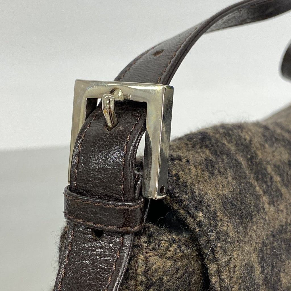 Fendi Handbag Zucca Wool Brown Silver — view 7