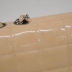 Chanel Shoulder Bag Choco Bar Patent Leather Ivory Black Silver — view 9