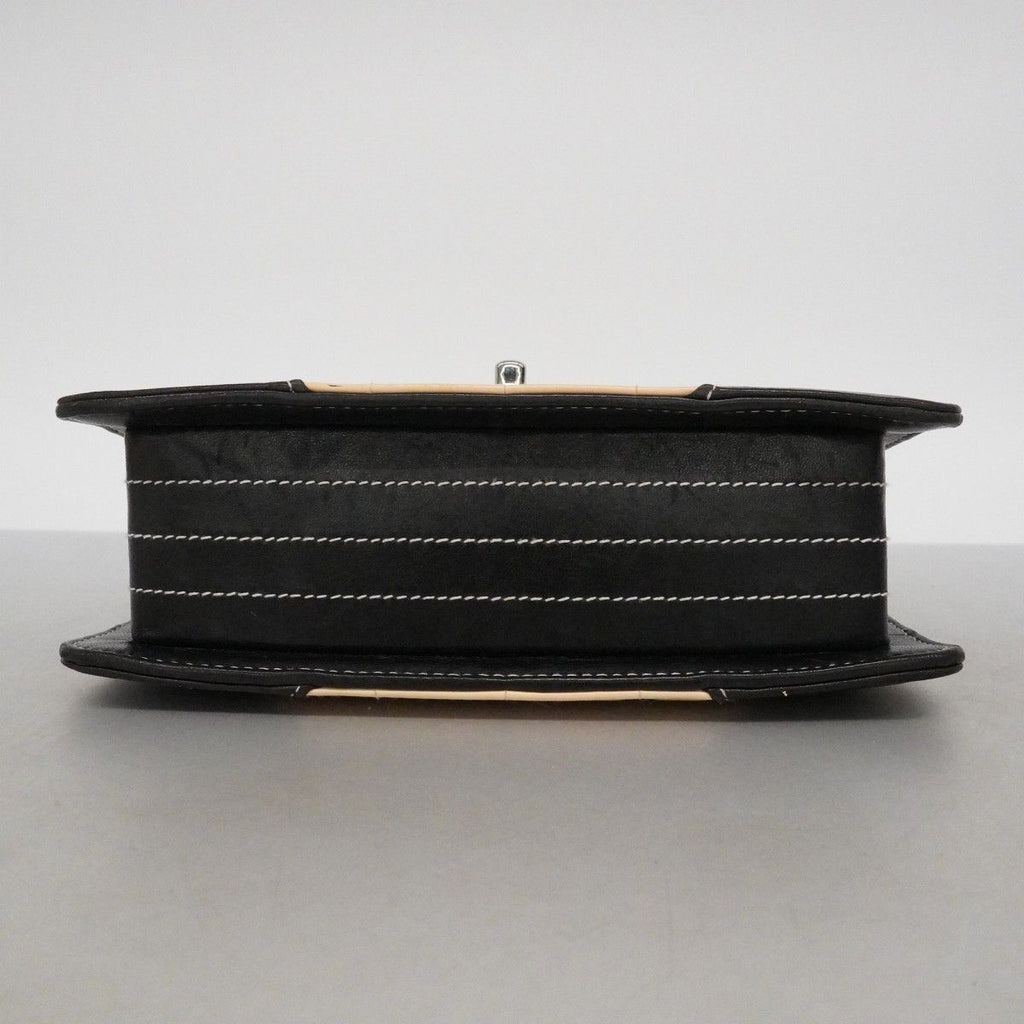 Chanel Shoulder Bag Choco Bar Patent Leather Ivory Black Silver — view 3