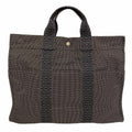 Hermes Tote Her Line Canvas Gray Silver