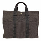 Hermes Tote Her Line Canvas Gray Silver