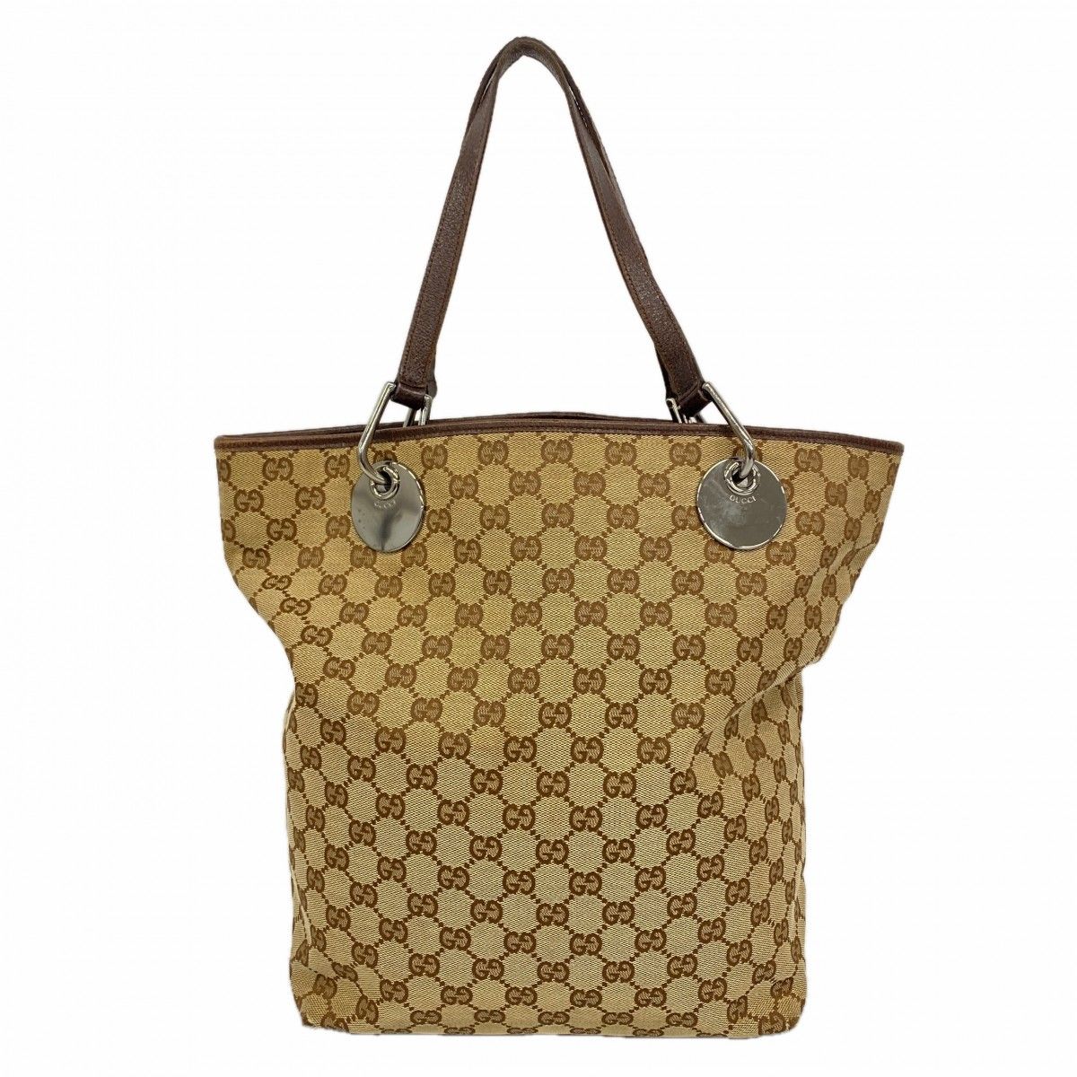 Gucci Tote GG Canvas Brown Silver