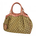 Gucci Tote GG Marmont Supreme Ski Canvas Beige Brown Pink Champagne Gold