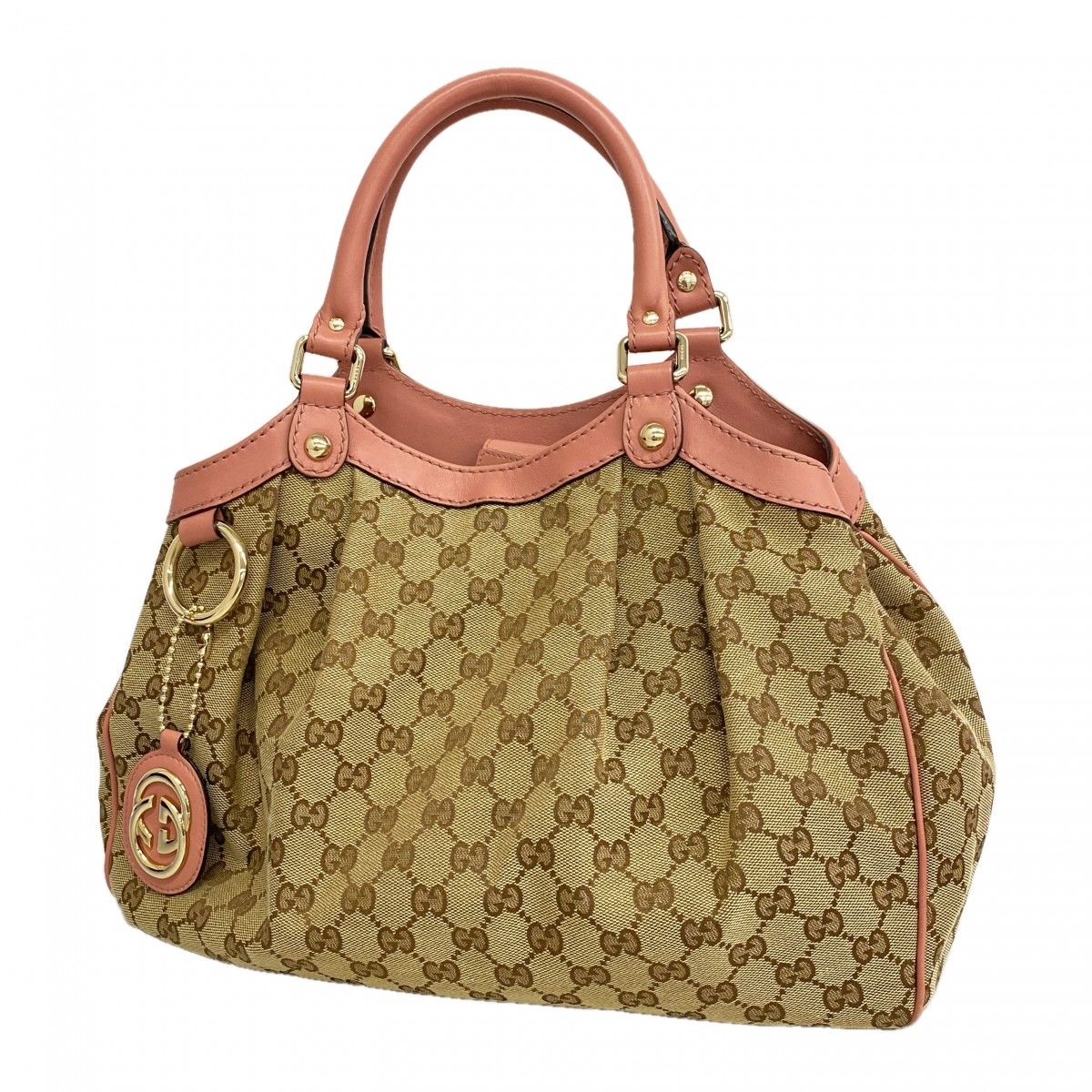 Gucci Tote GG Marmont Supreme Ski Canvas Beige Brown Pink Champagne Gold