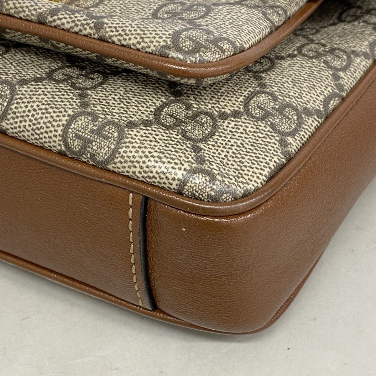 Gucci Handbag GG Supreme Beige Brown Black Gold 2-Way — view 6