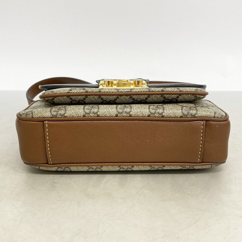 Gucci Handbag GG Supreme Beige Brown Black Gold 2-Way — view 3