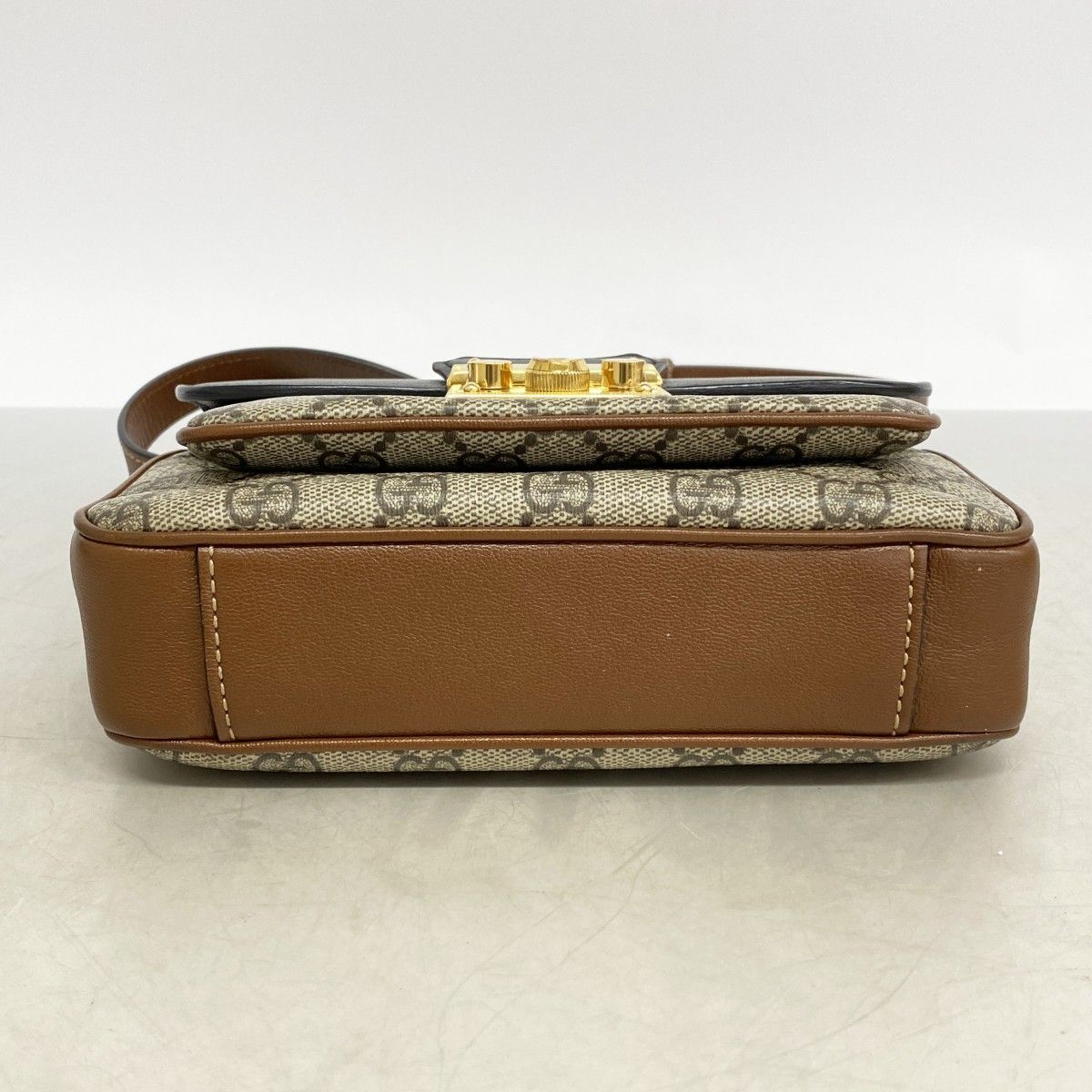 Gucci Handbag GG Supreme Beige Brown Black Gold 2-Way — view 3