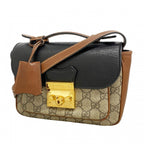 Gucci Handbag GG Supreme Beige Brown Black Gold 2-Way
