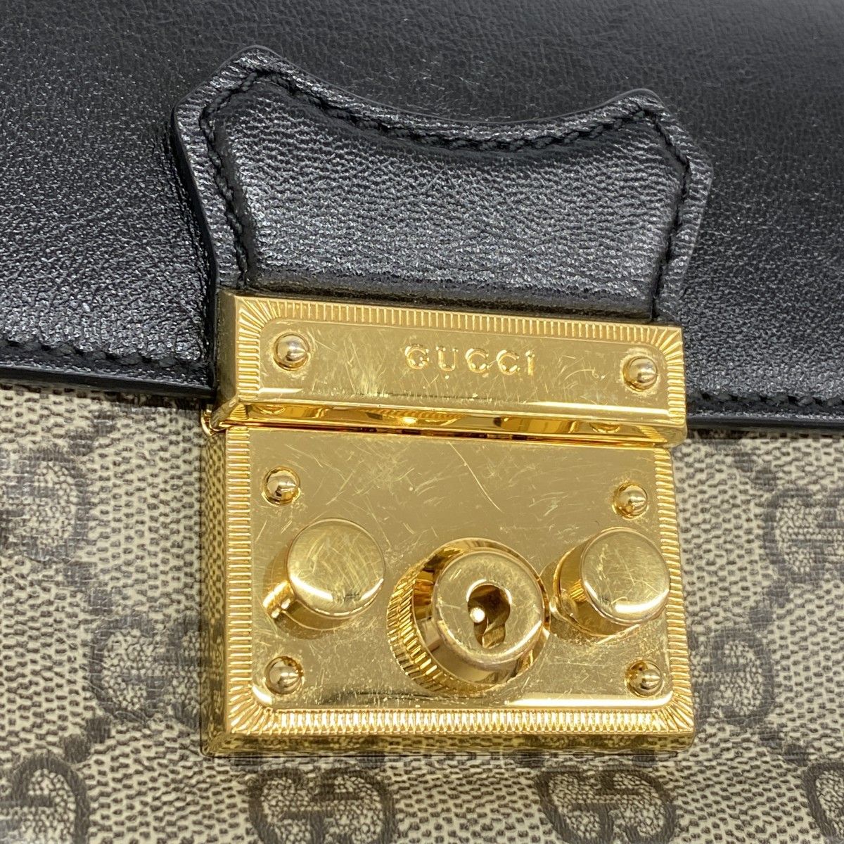 Gucci Handbag GG Supreme Beige Brown Black Gold 2-Way — view 9