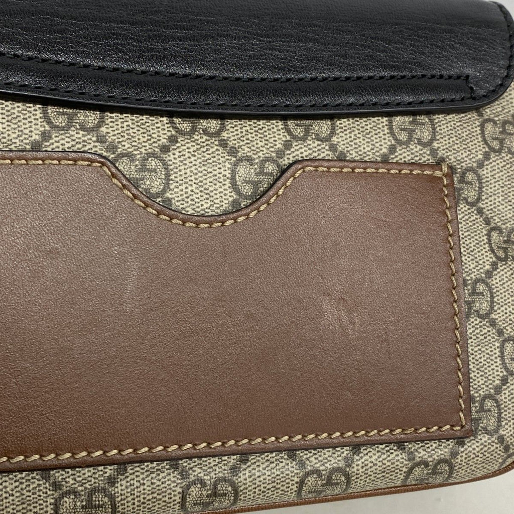 Gucci Handbag GG Supreme Beige Brown Black Gold 2-Way — view 7
