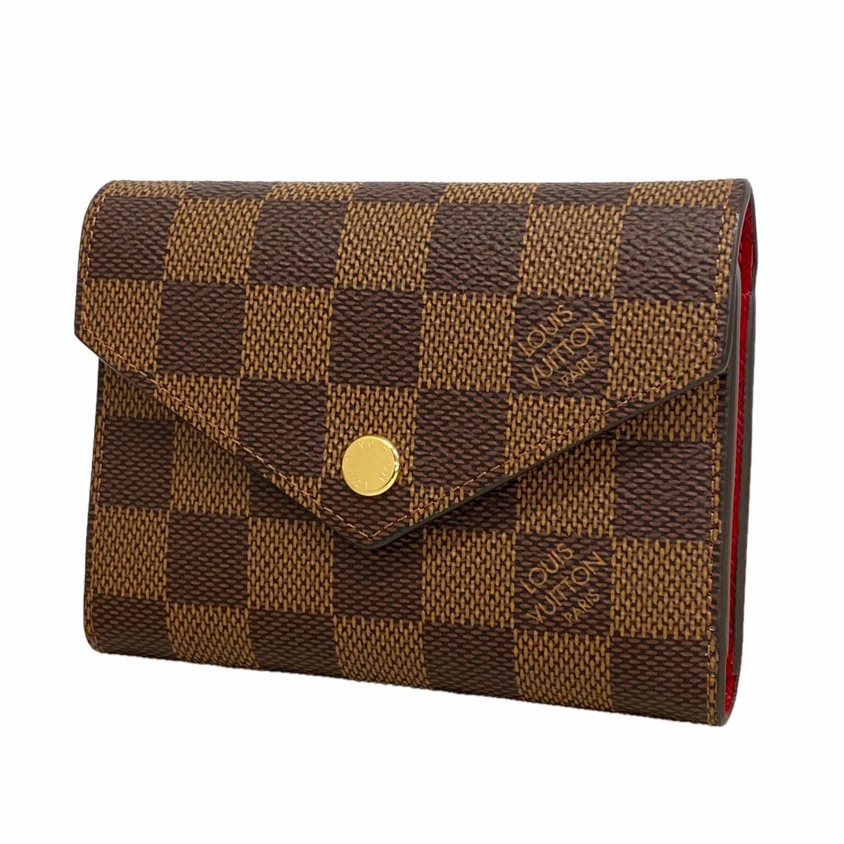 Louis Vuitton Trifold Wallet Damier Portefeuille Victorine Red Ebene