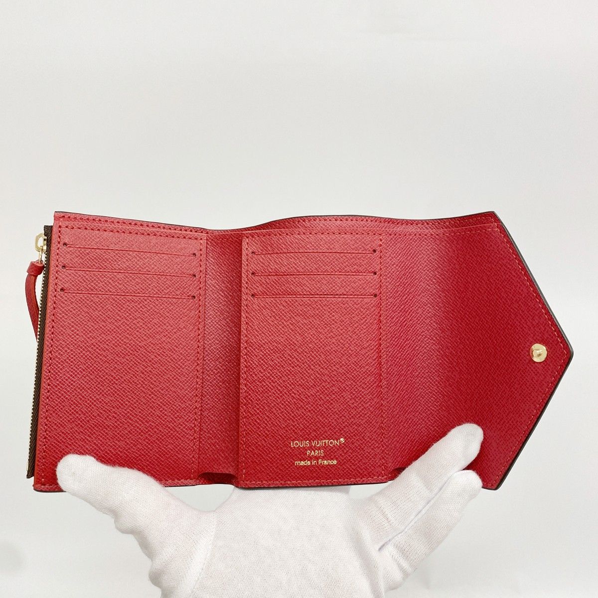 Louis Vuitton Trifold Wallet Damier Portefeuille Victorine Red Ebene — view 3