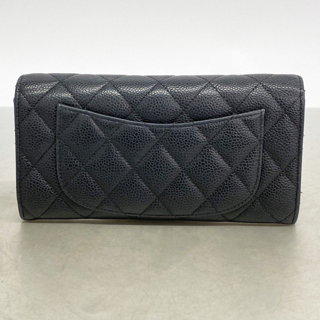 Chanel Wallet Quilted Caviar Leather Black Silver — view 8