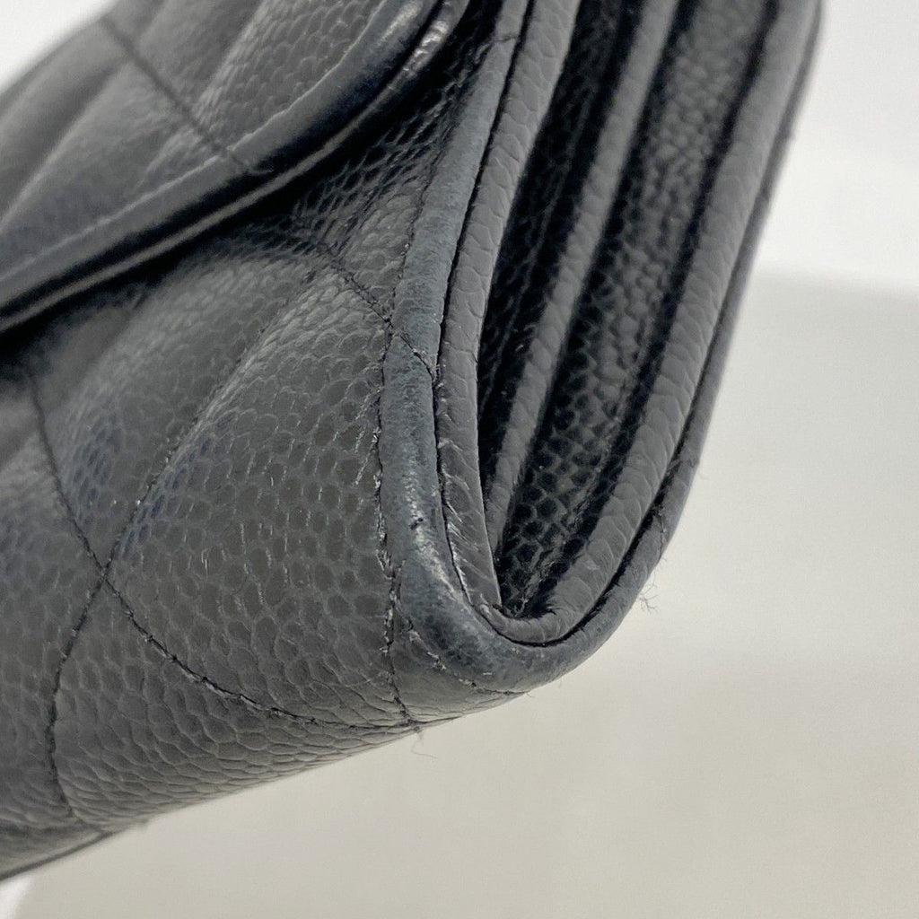 Chanel Wallet Quilted Caviar Leather Black Silver — view 5