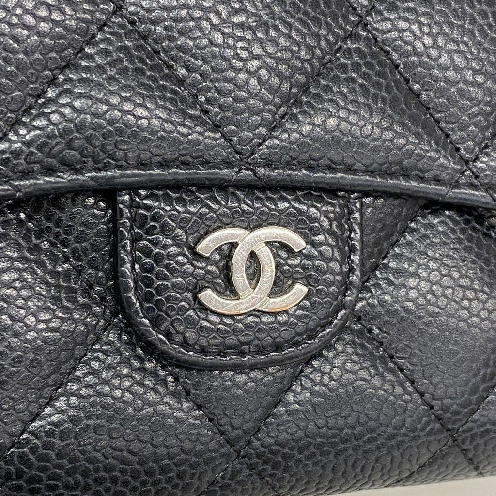 Chanel Wallet Quilted Caviar Leather Black Silver — view 7