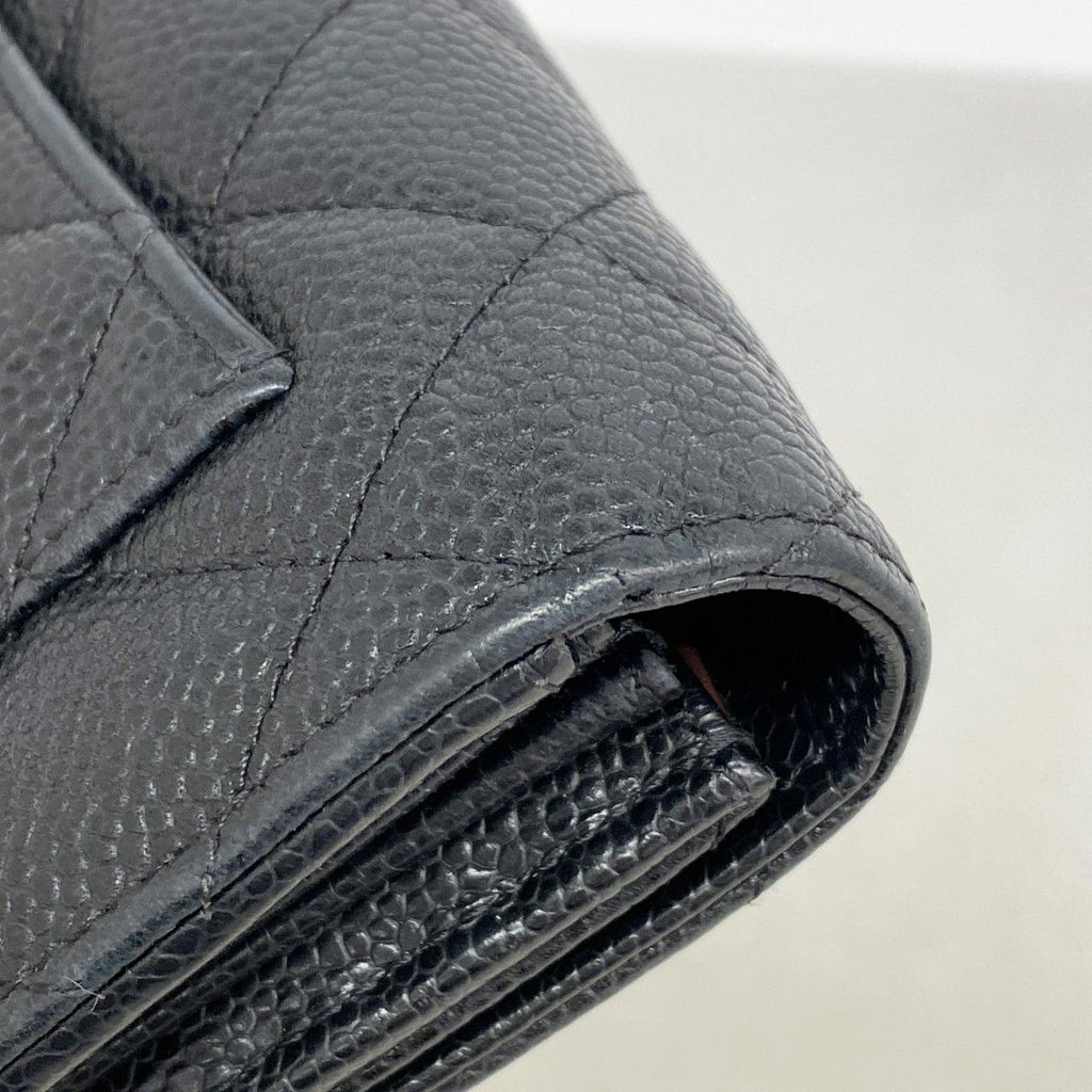 Chanel Wallet Quilted Caviar Leather Black Silver — view 6