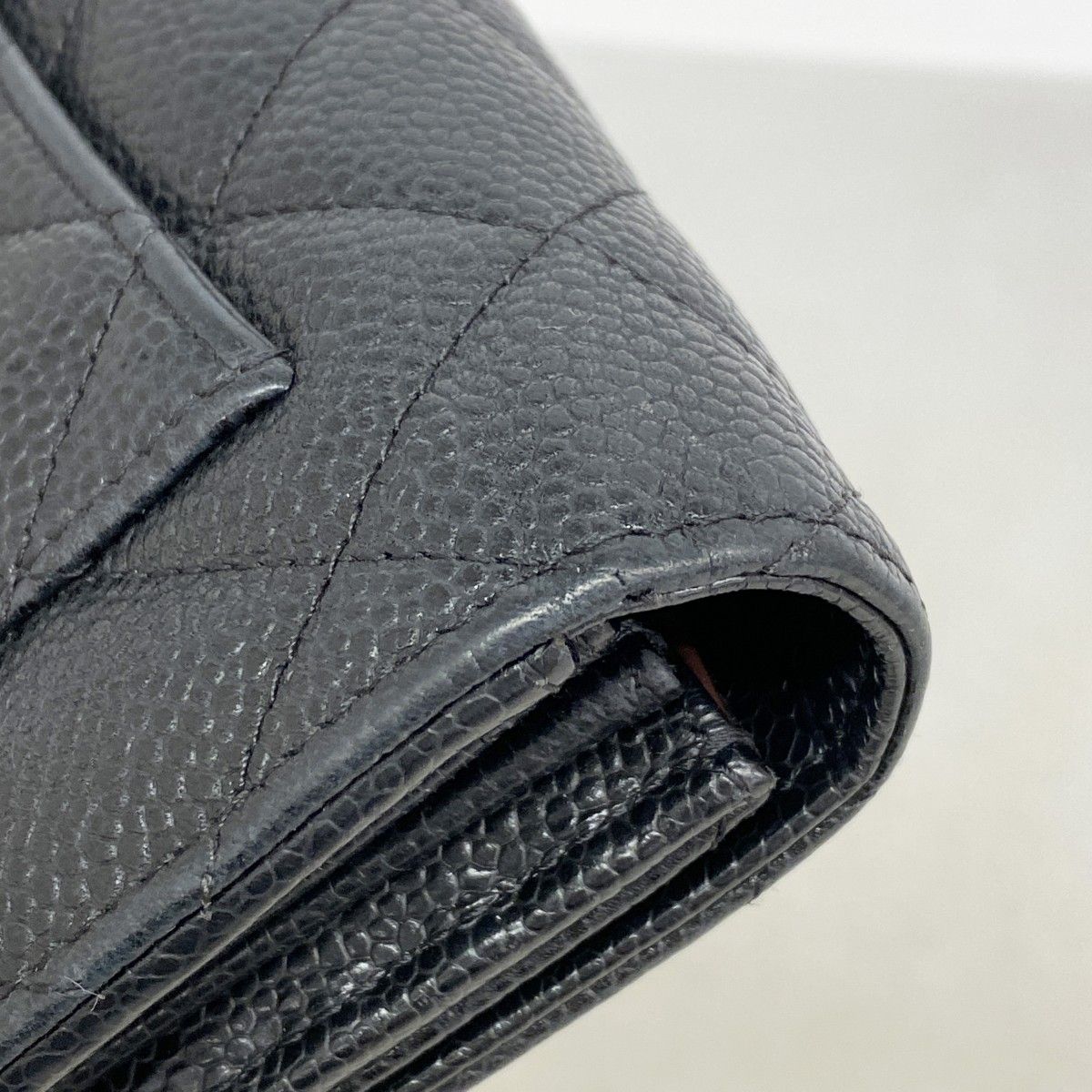 Chanel Wallet Quilted Caviar Leather Black Silver — view 6