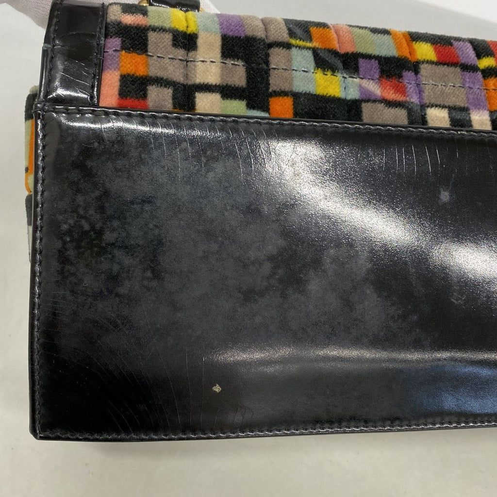 Chanel Shoulder Bag 2.55 Patent Leather Velour Multicolor Black Gold — view 7