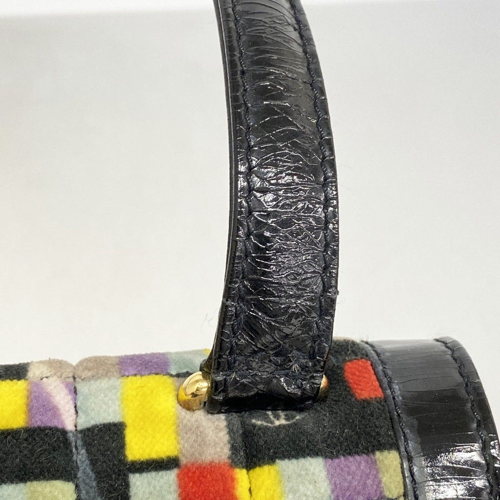 Chanel Shoulder Bag 2.55 Patent Leather Velour Multicolor Black Gold — view 8